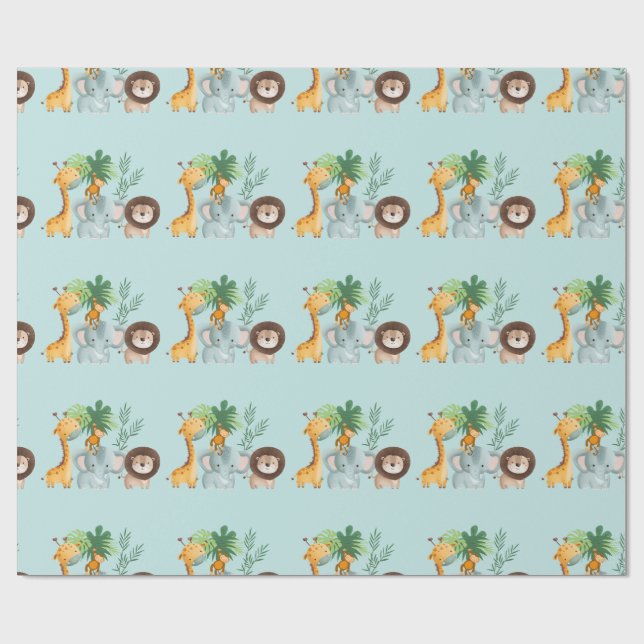 Papel De Regalo Safari Animals jungle Tropical  (Superficie plana)