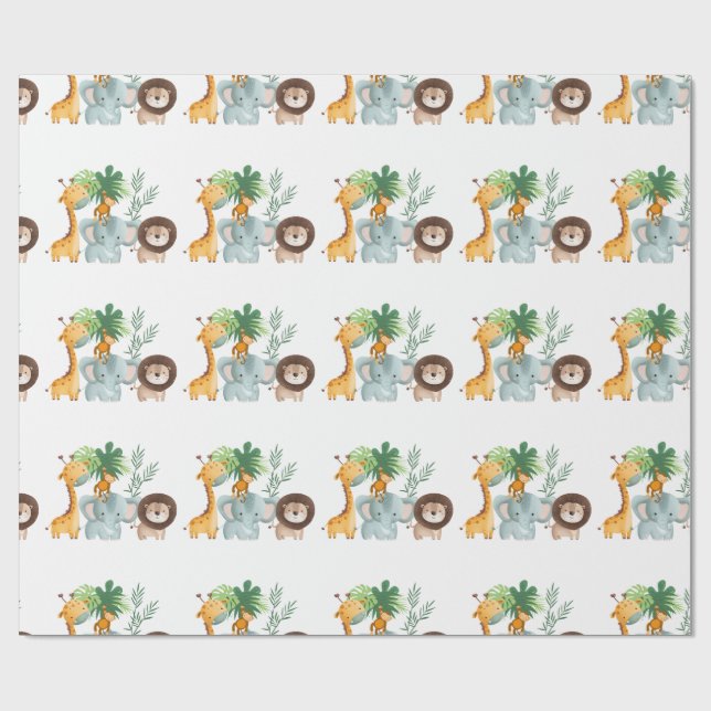 Papel De Regalo Safari Animals jungle Tropical  (Superficie plana)