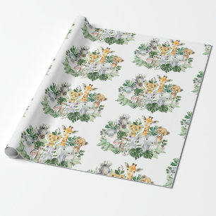 Papel De Regalo Safari de la jungla dulce animales salvajes vegeta