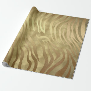 Papel De Regalo Safari Glam Selva Cebra Lujosa Lujo Oro