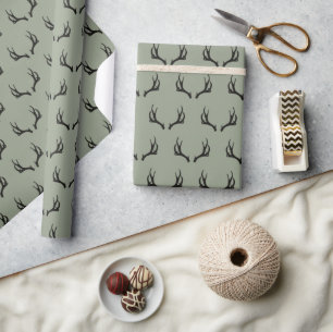 Papel De Regalo Sage Green Antler 