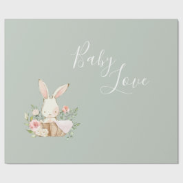 Papel De Regalo Sage Green Baby Love Script Baby Shower