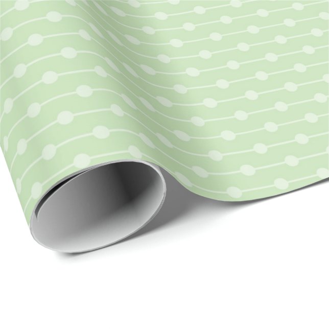 Papel De Regalo Sage Green Dotted Line Pattern for Baby Shower, (Esquina del rollo)