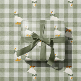 Papel De Regalo Sage Green Gingham Buffalo Check Baby Shower Linen