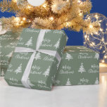 Papel De Regalo Sage Green Merry Christmas White Christmas Tree<br><div class="desc">Papel de envolvimiento de arándano verde salado navidad blanco</div>
