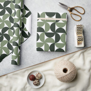 Papel De Regalo Sage Green Mid Century Patrón moderno