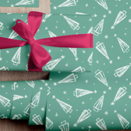 Papel De Regalo Sage Green Modern Christmas Tree Pattern
