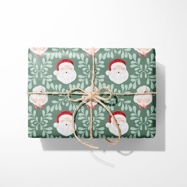 Papel De Regalo Sage Mr. & Mrs. Claus Christmas Wrapping Paper  (Subido por el creador)