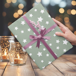 Papel De Regalo Sage suave con patrón de estrella