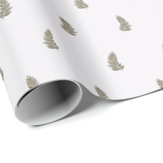 Papel De Regalo Sage Verde Blanco Hoja de Palma Navidad Tropical