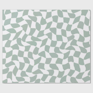 Papel De Regalo Sage Verde Moderno y Blanco Tablero de Ajedrez Ond