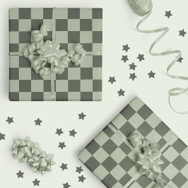 Papel De Regalo Sage Verde Oscuro Cuadros Cuadriculado Cuadros