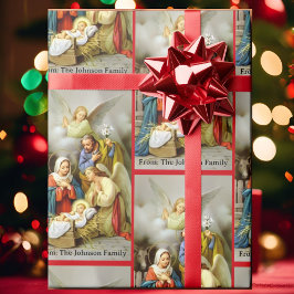 Papel De Regalo Sagrada Familia de la Natividad Agrega tu texto Re