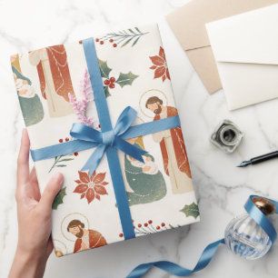 Papel De Regalo Sagrada Familia Natividad Tradicional Navidad TMF2