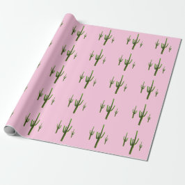 Papel De Regalo Saguaro Cactus Patrón Verde Desierto Rosa