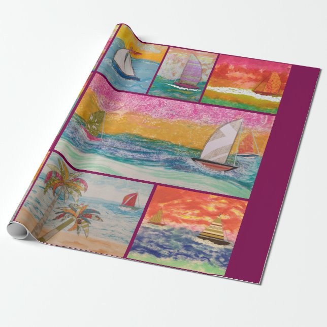 Papel De Regalo Sailboat Wrapping Paper (Desenrollado)