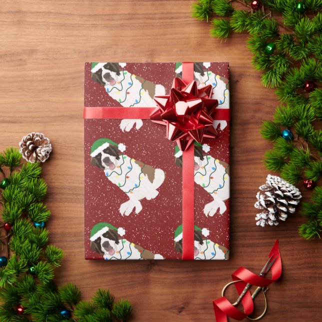 Papel De Regalo Saint Bernard, navidades  (Regalo de vacaciones)