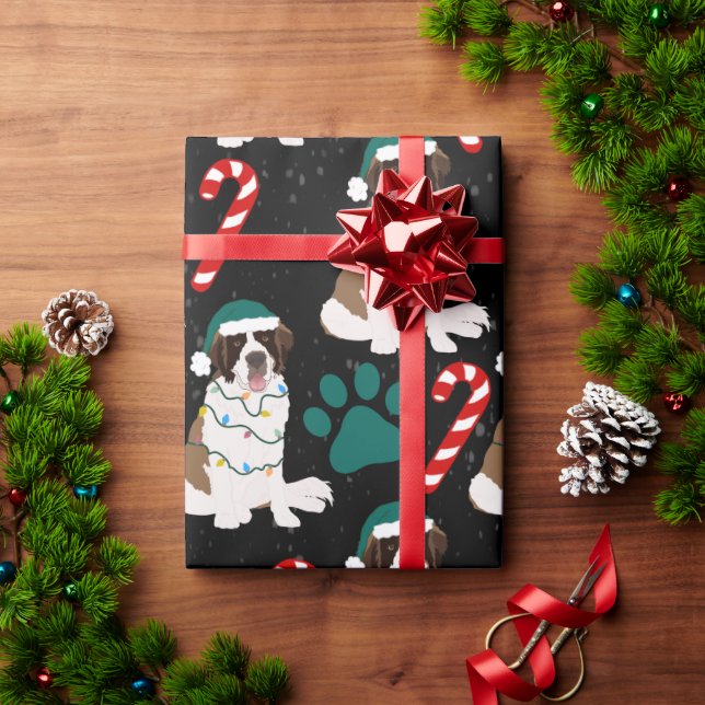 Papel De Regalo Saint Bernard, navidades (Regalo de vacaciones)