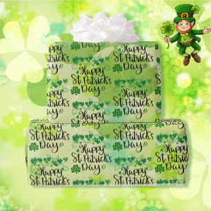 Papel De Regalo Saint Patrick's Day Spring Green Clover