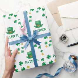Papel De Regalo Saint Patricks Personalizado Leprechaun Clover