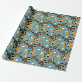 Papel De Regalo Sakura marten cyan background