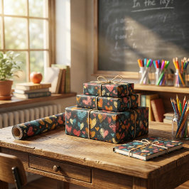 Papel De Regalo Sala de clases del corazón lúdica: El colorido art