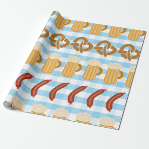 Papel De Regalo Salchichas de cerveza Pretzels alineadas con hilo