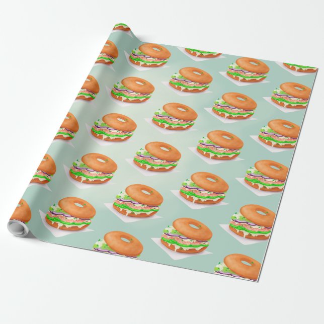 Papel De Regalo Salmon Bagels (Desenrollado)