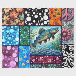 Papel De Regalo Salmon Crazy Quilt Floral Whimsical Decoupage