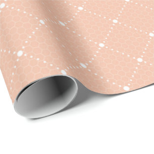 Papel De Regalo Salmon Peach Pastel Delicate Lace Blanco Elegante