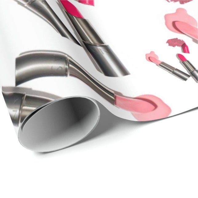 Papel De Regalo Salón De Belleza, Salón Nail Y Maquillaje De Palo  (Esquina del rollo)