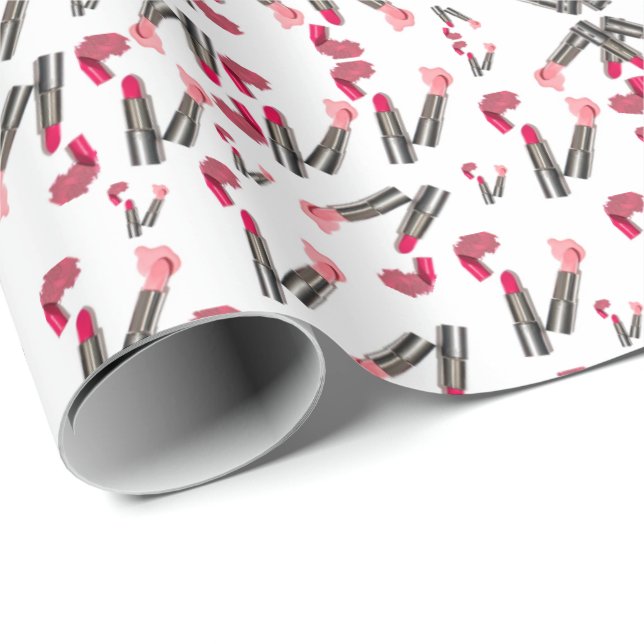 Papel De Regalo Salón De Belleza, Salón Nail Y Maquillaje De Palo  (Esquina del rollo)