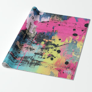 Papel De Regalo Salpicadura de pintura vibrante Graffiti Rosa Amar
