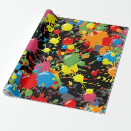 Papel De Regalo Salpicaduras de pintura en arcoíris PD