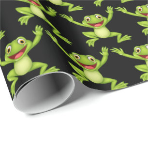 Papel De Regalo Saltando Ranas En Negro
