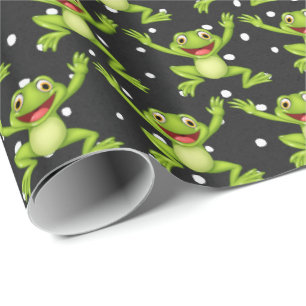 Papel De Regalo Saltando Ranas Sobre Puntos De Polka