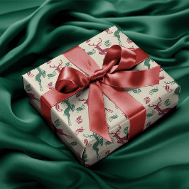 Papel De Regalo Saltando Venado Y Holly