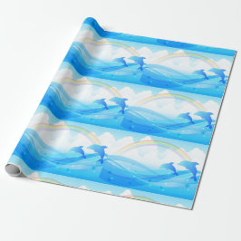 Papel De Regalo Salto de delfines azules