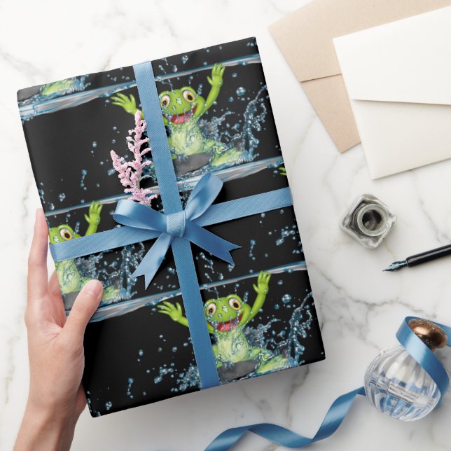 Papel De Regalo Salto De Ranas En Basura De Agua (Regalar)