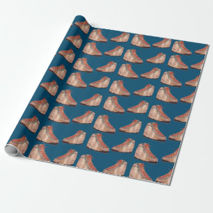 Papel De Regalo Saltos de excursión sobre fondo azul
