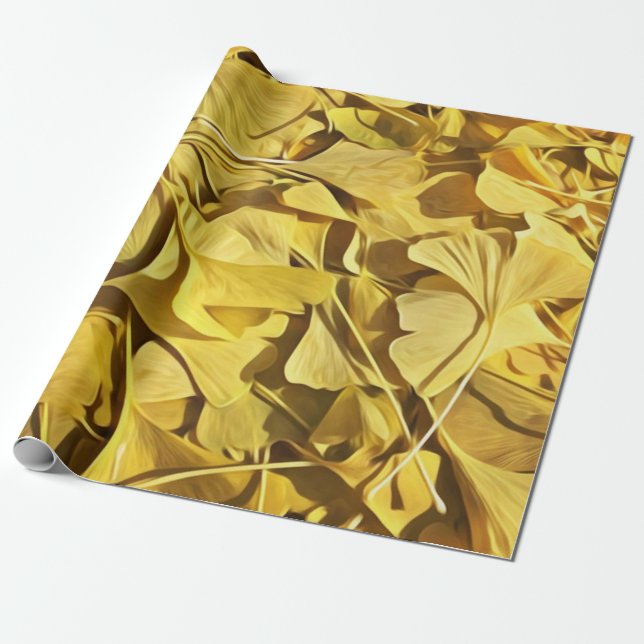 Papel De Regalo Saltos de gingko caídos frescos (Desenrollado)