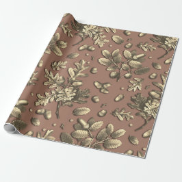 Papel De Regalo Saltos de roble marrón añejo botánico de maíz