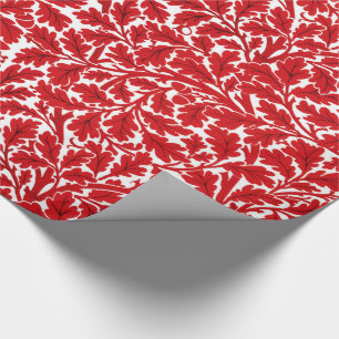 Papel De Regalo Saltos de roble William Morris, envuelto rojo y bl