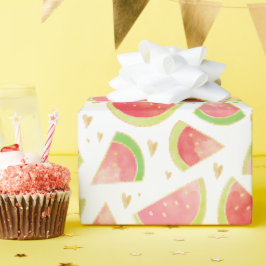 Papel De Regalo Saltos de sandía de verano y patrón de corazón de