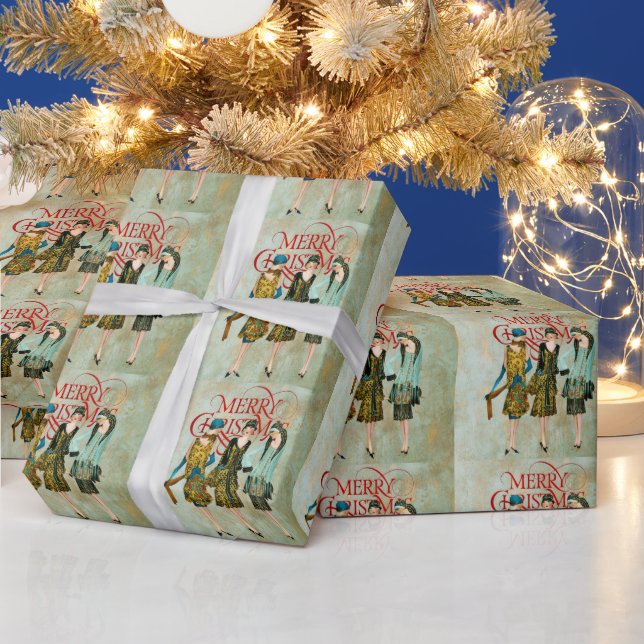 Papel De Regalo Saludo a las Navidades de la Vieja década de 1930 (Vacaciones)