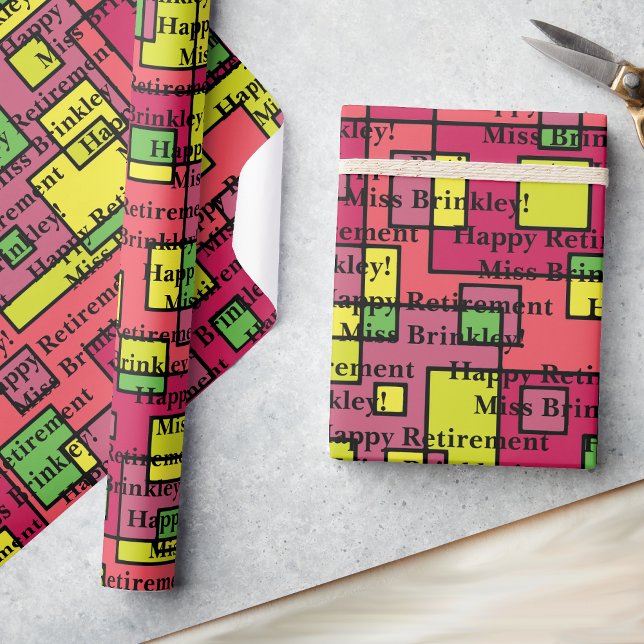 Papel De Regalo Saludo de jubilación a tu texto amarillo verde (Subido por el creador)