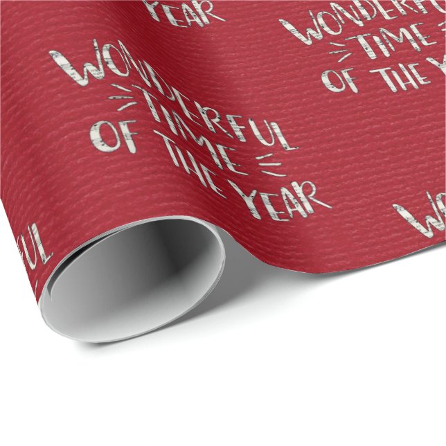 Papel De Regalo saludo musical de navidades sobre rojo (Esquina del rollo)