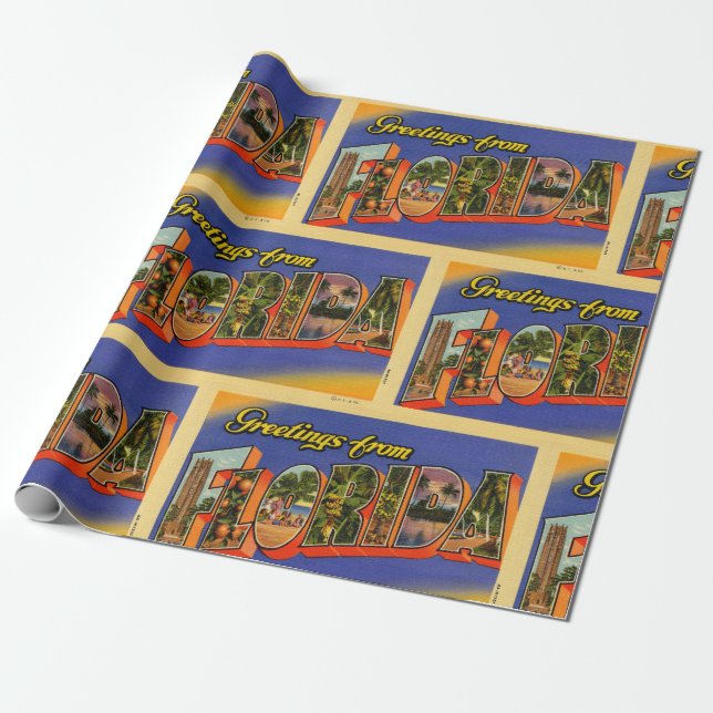 Papel De Regalo Saludos antiguos de Florida (Desenrollado)