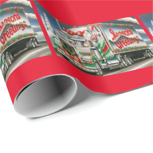 Papel De Regalo Saludos de la estación que acarrean Santa