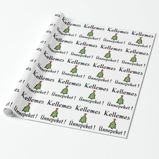 Papel De Regalo Saludos de Navidad húngara (Desenrollado)
